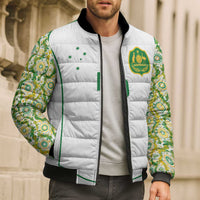 Custom Australia Football Bomber Puffer Jacket Aboriginal Pattern Sporty Style-White Color - Wonder Print Shop