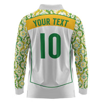 Custom Australia Football Long Sleeve Polo Shirt Aboriginal Pattern Sporty Style-White Color - Wonder Print Shop
