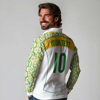 Custom Australia Football Long Sleeve Polo Shirt Aboriginal Pattern Sporty Style-White Color - Wonder Print Shop