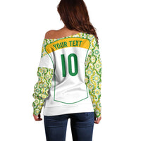 Custom Australia Football Off Shoulder Sweater Aboriginal Pattern Sporty Style-White Color - Wonder Print Shop