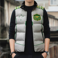 Custom Australia Football Sleeveless Puffer Jacket Aboriginal Pattern Sporty Style-White Color - Wonder Print Shop