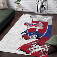 Slovakia Area Rug Flag Grunge Half Style with Slovak Pattern