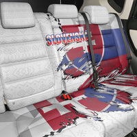 Slovakia Back Car Seat Cover Flag Grunge Half Style with Slovak Pattern