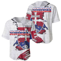 Slovakia Baseball Jersey Flag Grunge Half Style with Slovak Pattern