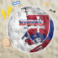 Slovakia Beach Blanket Flag Grunge Half Style with Slovak Pattern