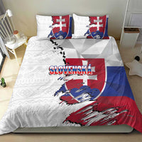 Slovakia Bedding Set Flag Grunge Half Style with Slovak Pattern