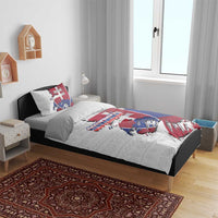Slovakia Bedding Set Flag Grunge Half Style with Slovak Pattern