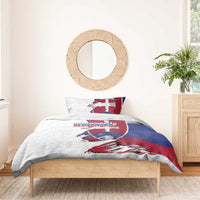 Slovakia Bedding Set Flag Grunge Half Style with Slovak Pattern