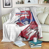 Slovakia Blanket Flag Grunge Half Style with Slovak Pattern