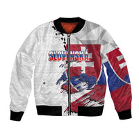Slovakia Bomber Jacket Flag Grunge Half Style with Slovak Pattern