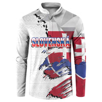 Slovakia Button Sweatshirt Flag Grunge Half Style with Slovak Pattern