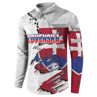 Slovakia Button Sweatshirt Flag Grunge Half Style with Slovak Pattern
