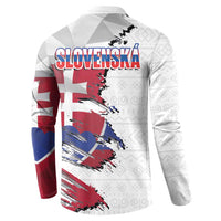 Slovakia Button Sweatshirt Flag Grunge Half Style with Slovak Pattern