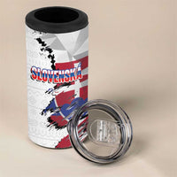 Slovakia 4 in 1 Can Cooler Tumbler Flag Grunge Half Style with Slovak Pattern