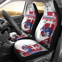 Slovakia Car Seat Cover Flag Grunge Half Style with Slovak Pattern