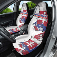 Slovakia Car Seat Cover Flag Grunge Half Style with Slovak Pattern