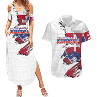 Slovakia Couples Matching Summer Maxi Dress and Hawaiian Shirt Flag Grunge Half Style with Slovak Pattern