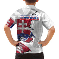 Slovakia Family Matching Long Sleeve Bodycon Dress and Hawaiian Shirt Flag Grunge Half Style with Slovak Pattern