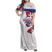 Slovakia Family Matching Off Shoulder Maxi Dress and Hawaiian Shirt Flag Grunge Half Style with Slovak Pattern