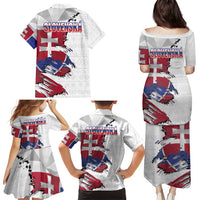 Slovakia Family Matching Puletasi and Hawaiian Shirt Flag Grunge Half Style with Slovak Pattern