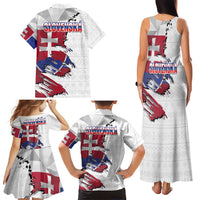 Slovakia Family Matching Tank Maxi Dress and Hawaiian Shirt Flag Grunge Half Style with Slovak Pattern