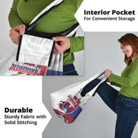 Slovakia Grocery Bag Flag Grunge Half Style with Slovak Pattern