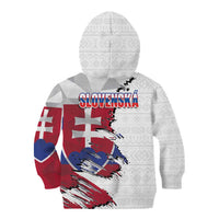 Slovakia Kid Hoodie Flag Grunge Half Style with Slovak Pattern