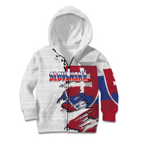 Slovakia Kid Hoodie Flag Grunge Half Style with Slovak Pattern