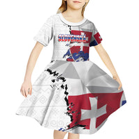 Slovakia Kid Short Sleeve Dress Flag Grunge Half Style with Slovak Pattern