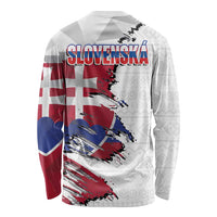 Slovakia Long Sleeve Shirt Flag Grunge Half Style with Slovak Pattern