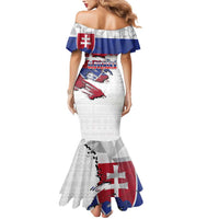 Slovakia Mermaid Dress Flag Grunge Half Style with Slovak Pattern