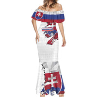 Slovakia Mermaid Dress Flag Grunge Half Style with Slovak Pattern