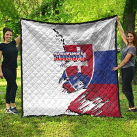 Slovakia Quilt Flag Grunge Half Style with Slovak Pattern