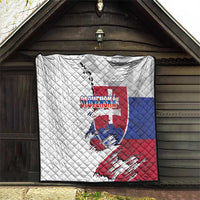 Slovakia Quilt Flag Grunge Half Style with Slovak Pattern