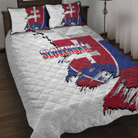 Slovakia Quilt Bed Set Flag Grunge Half Style with Slovak Pattern