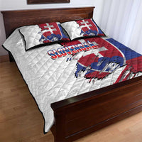 Slovakia Quilt Bed Set Flag Grunge Half Style with Slovak Pattern