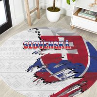 Slovakia Round Carpet Flag Grunge Half Style with Slovak Pattern
