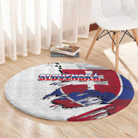 Slovakia Round Carpet Flag Grunge Half Style with Slovak Pattern