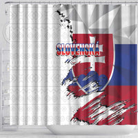 Slovakia Shower Curtain Flag Grunge Half Style with Slovak Pattern