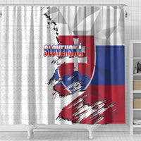 Slovakia Shower Curtain Flag Grunge Half Style with Slovak Pattern