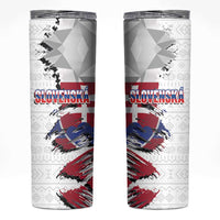 Slovakia Skinny Tumbler Flag Grunge Half Style with Slovak Pattern