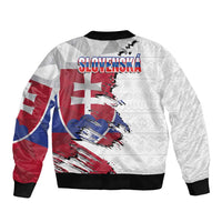 Slovakia Sleeve Zip Bomber Jacket Flag Grunge Half Style with Slovak Pattern