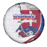 Slovakia Spare Tire Cover Flag Grunge Half Style with Slovak Pattern