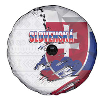 Slovakia Spare Tire Cover Flag Grunge Half Style with Slovak Pattern