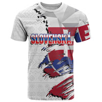 Slovakia T Shirt Flag Grunge Half Style with Slovak Pattern