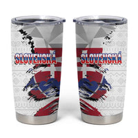 Slovakia Tumbler Cup Flag Grunge Half Style with Slovak Pattern