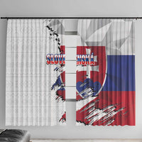 Slovakia Window Curtain Flag Grunge Half Style with Slovak Pattern