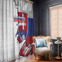 Slovakia Window Curtain Flag Grunge Half Style with Slovak Pattern