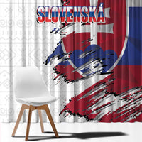 Slovakia Window Curtain Flag Grunge Half Style with Slovak Pattern
