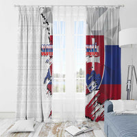 Slovakia Window Curtain Flag Grunge Half Style with Slovak Pattern